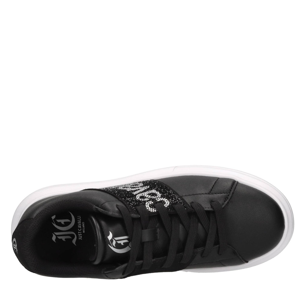 Sneakers in ecopelle e tessuto con strass 