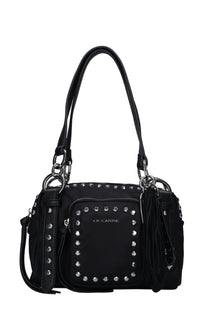 Borsa Dark Wave in ecopelle tessuto e borchie 