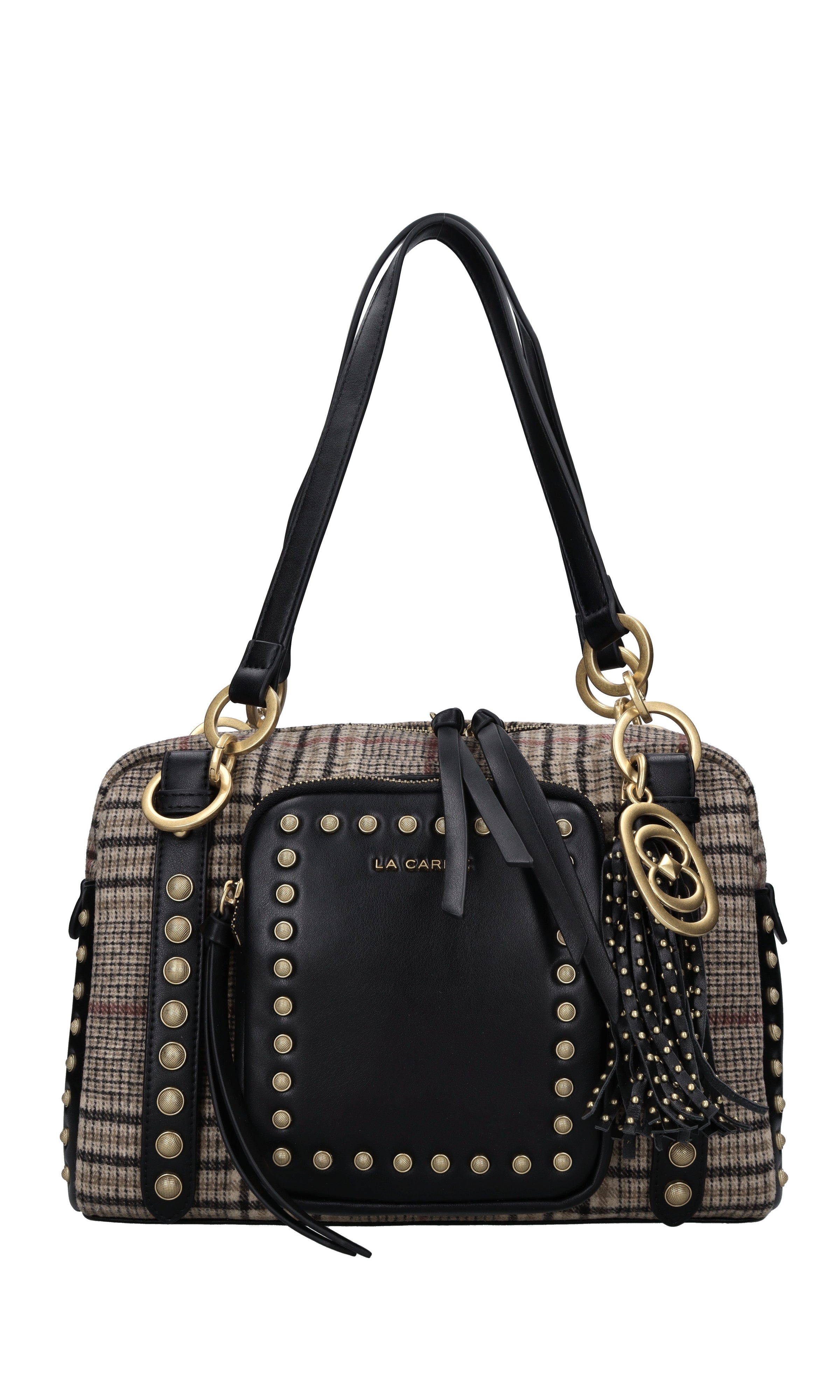 Borsa Scottish in ecopelle e tessuto 