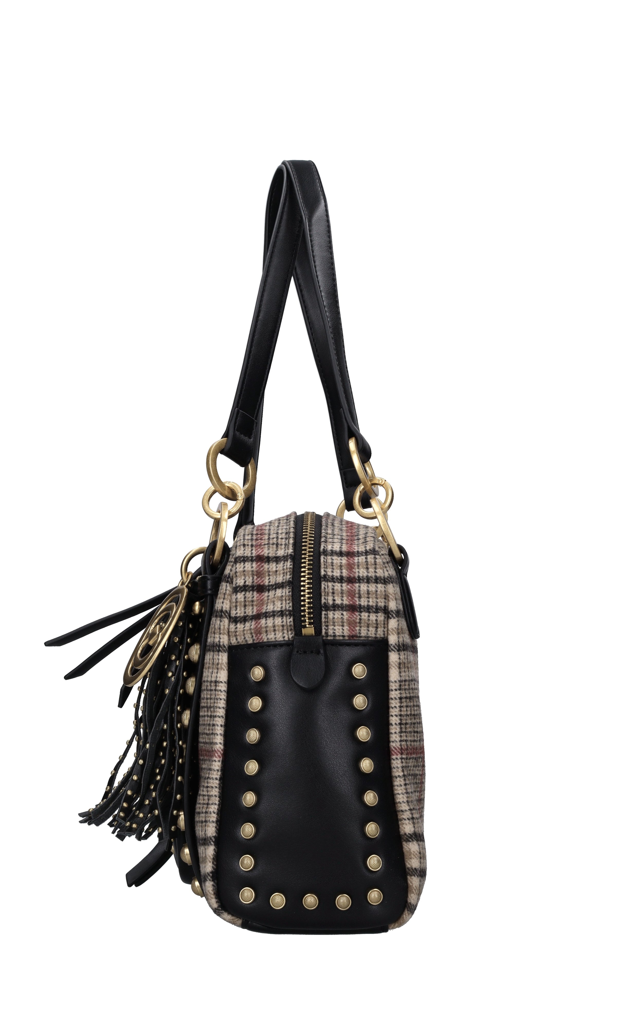 Borsa Scottish in ecopelle e tessuto 