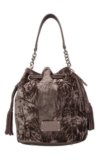 Borsa in ecopelle e velluto 