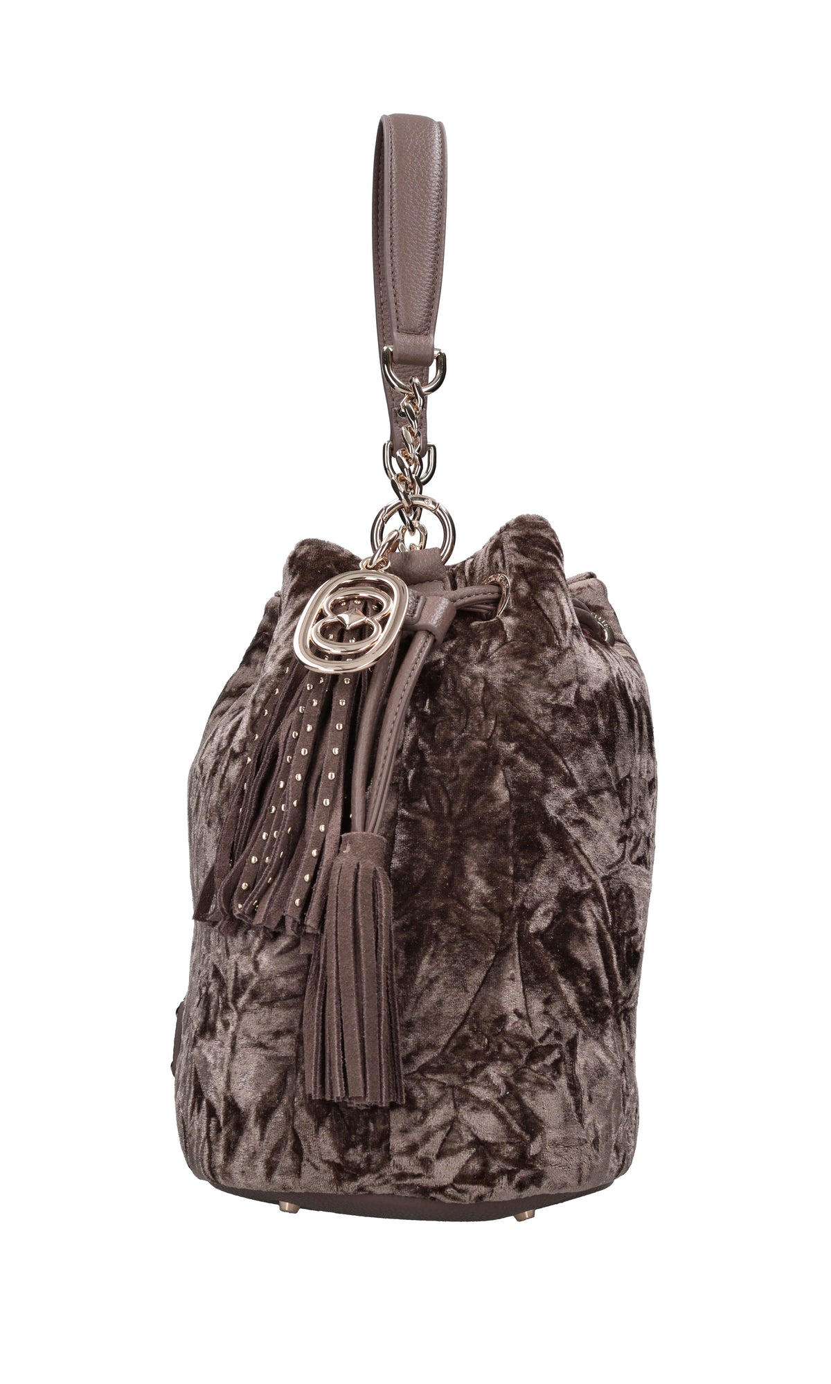 Borsa in ecopelle e velluto 