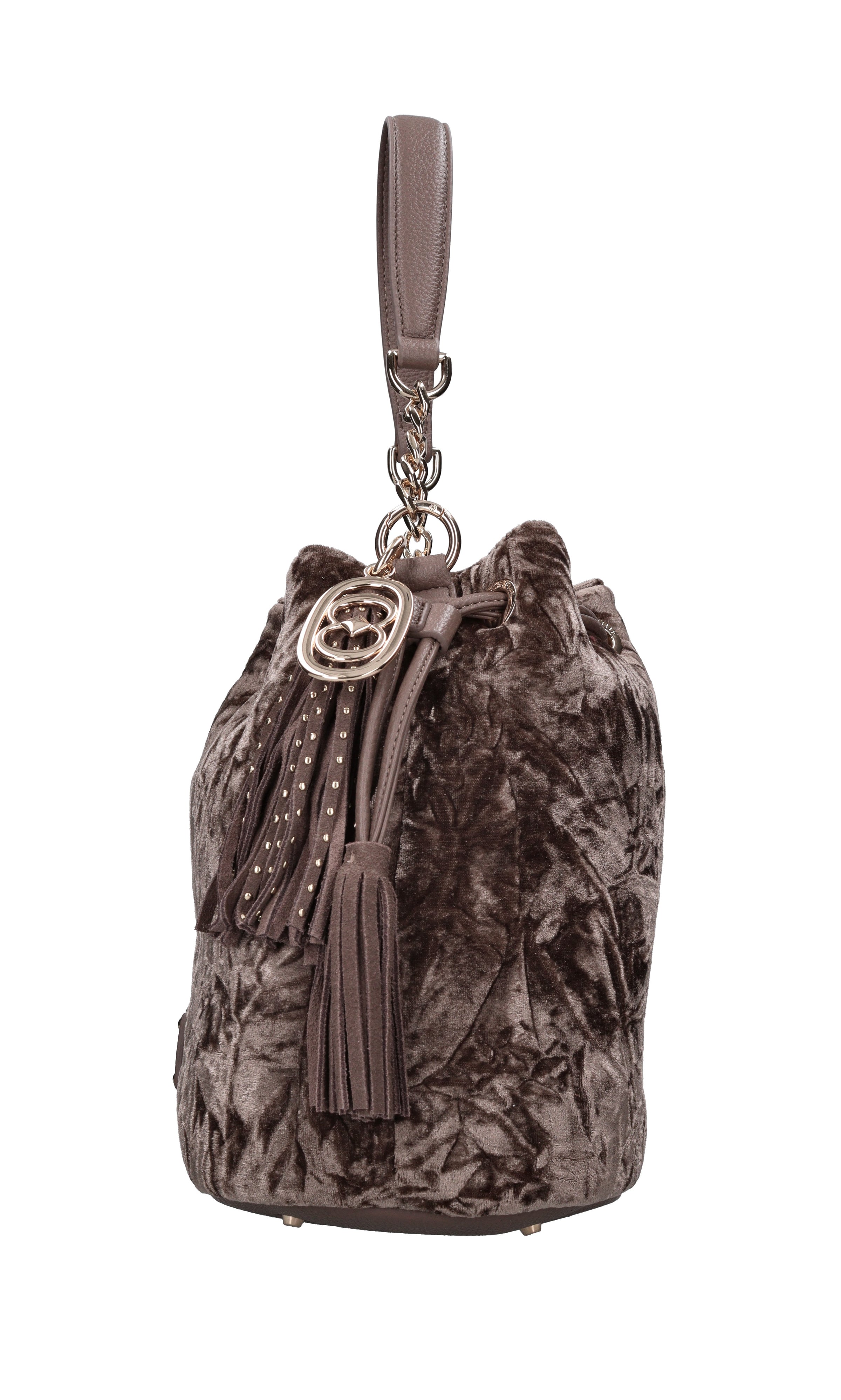 Borsa in ecopelle e velluto 