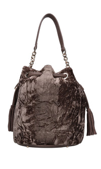 Borsa in ecopelle e velluto 
