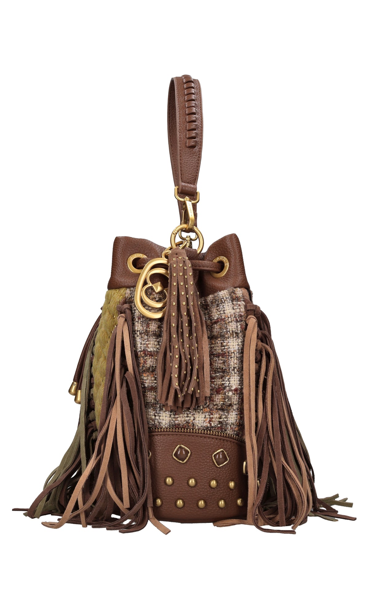 Borsa Legacy Bucket in pelle e tessuto 
