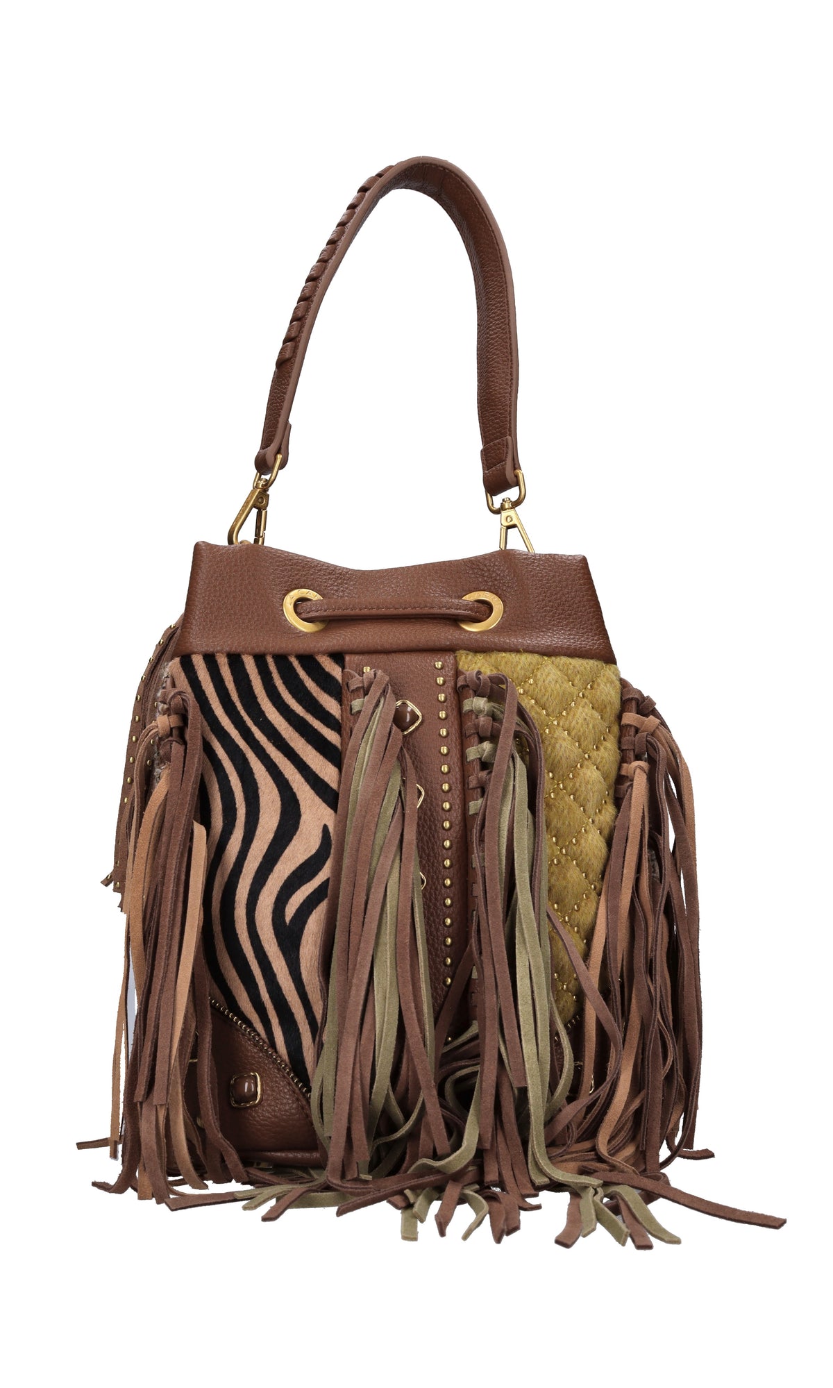 Borsa Legacy Bucket in pelle e tessuto 