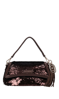 Borsa in ecopelle e paillettes 