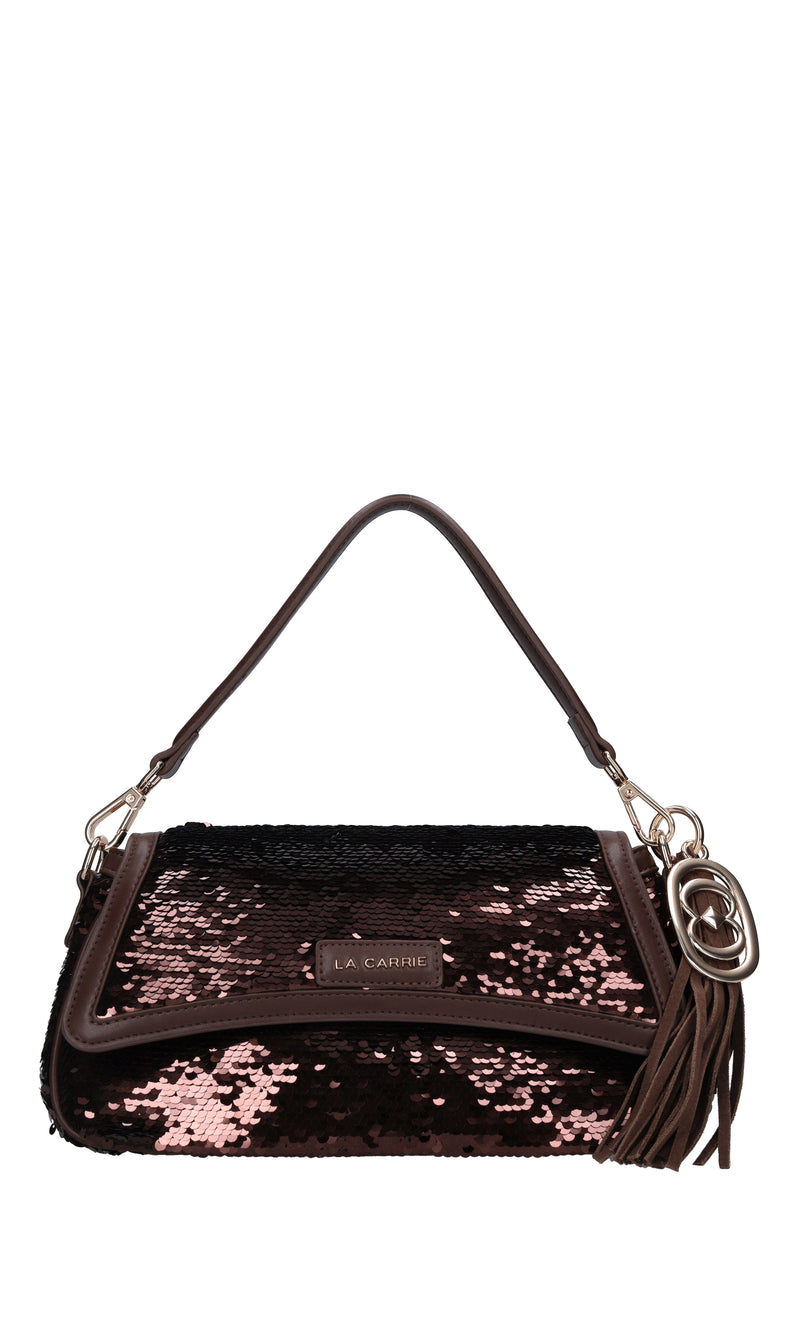 Borsa in ecopelle e paillettes 