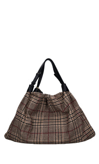 Borsa in ecopelle e tessuto 