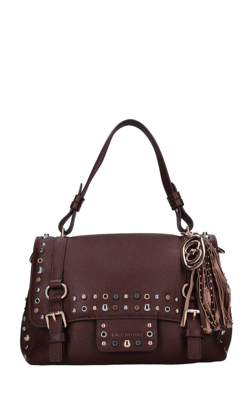 Borsa in pelle martellata e borchie 