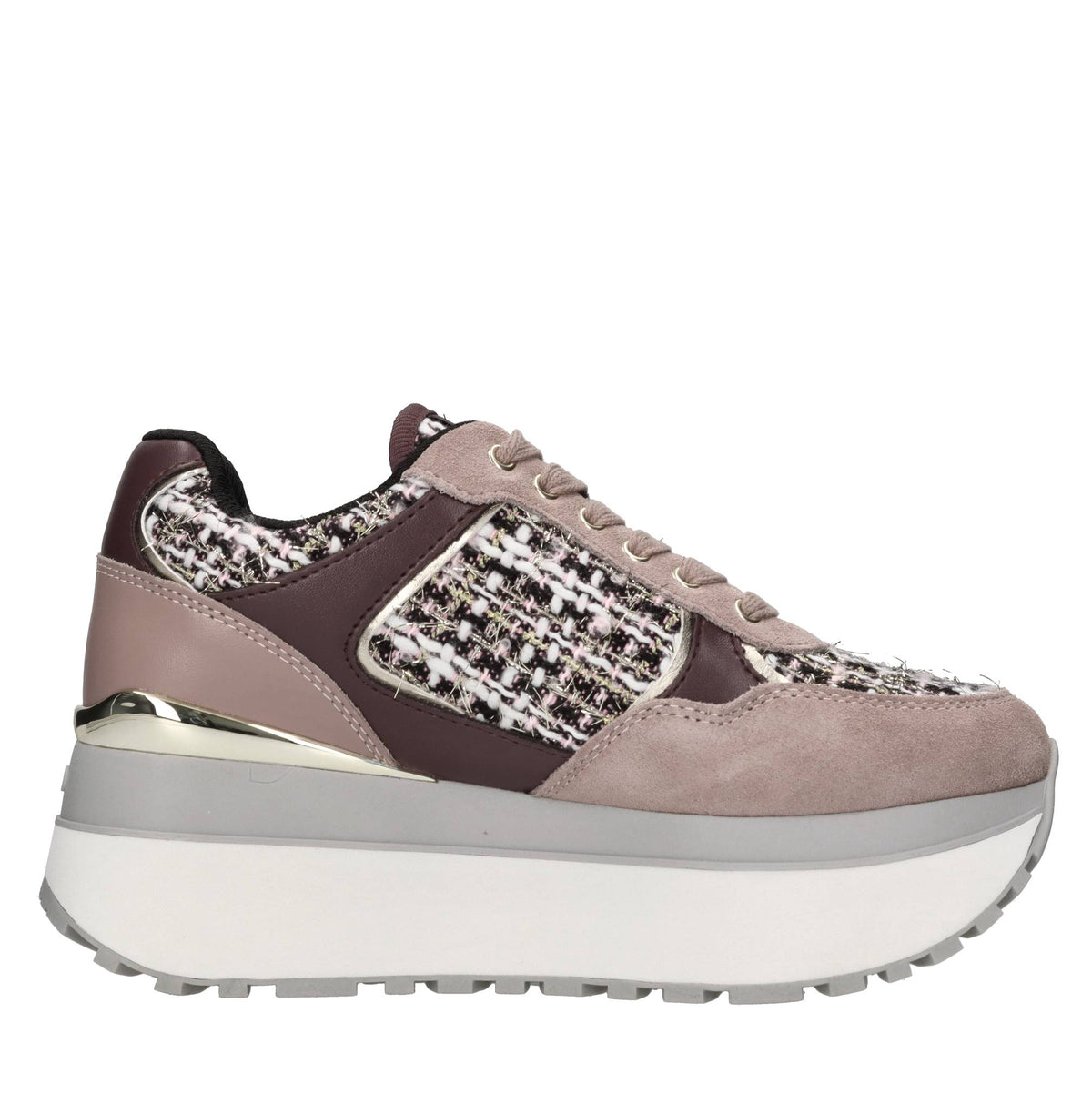 Sneakers in pelle, ecopelle e tessuto 