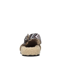 Sabot in camoscio e tessuto zig zag 