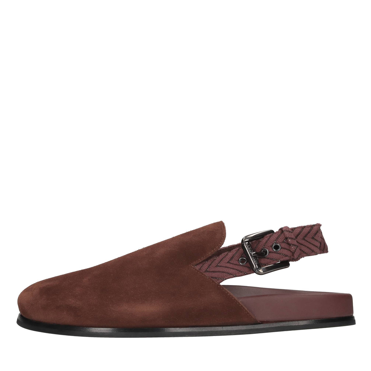 Sabot in camoscio e tessuto zig zag 