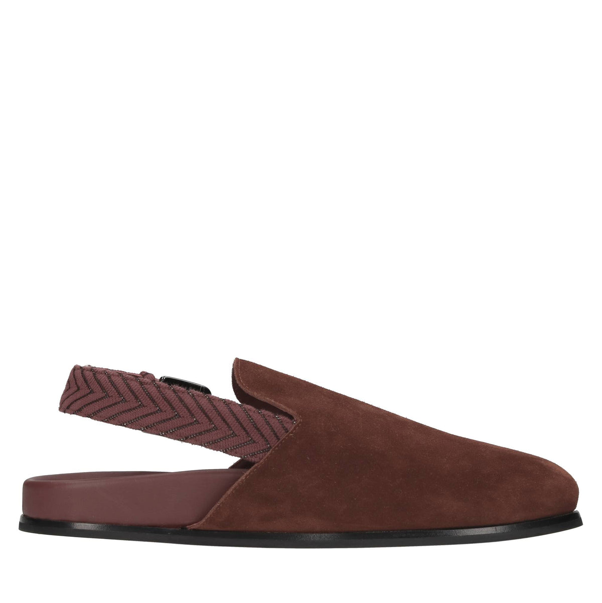 Sabot in camoscio e tessuto zig zag 