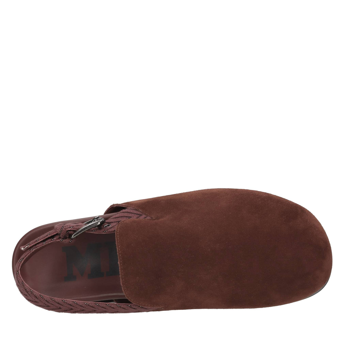 Sabot in camoscio e tessuto zig zag 