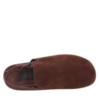 Sabot in camoscio e tessuto zig zag 
