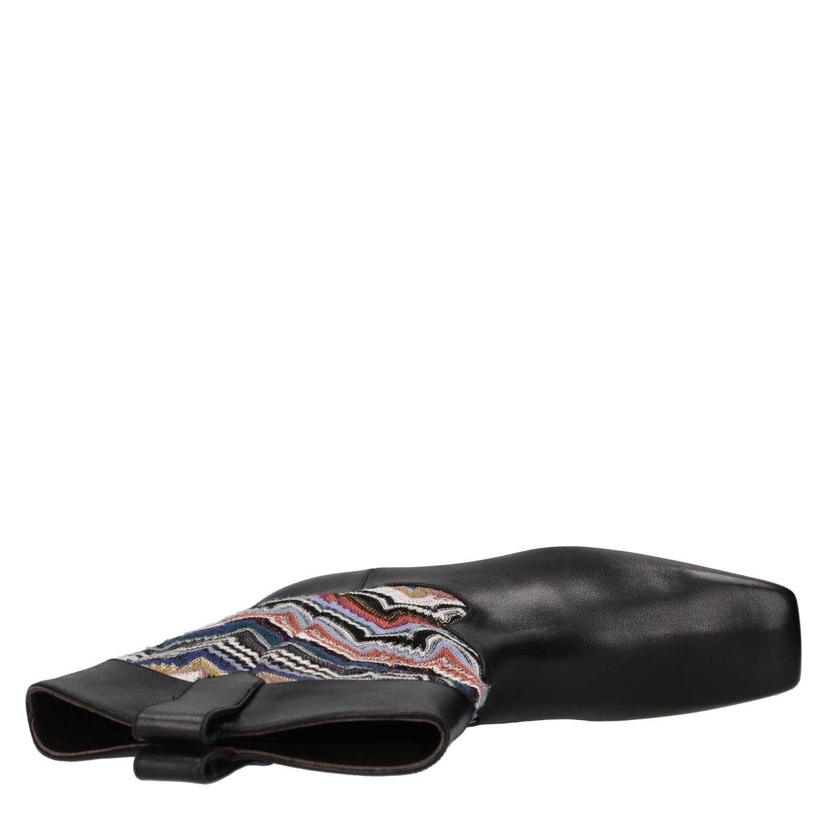 Stivaletti texani in pelle e tessuto zig zag 