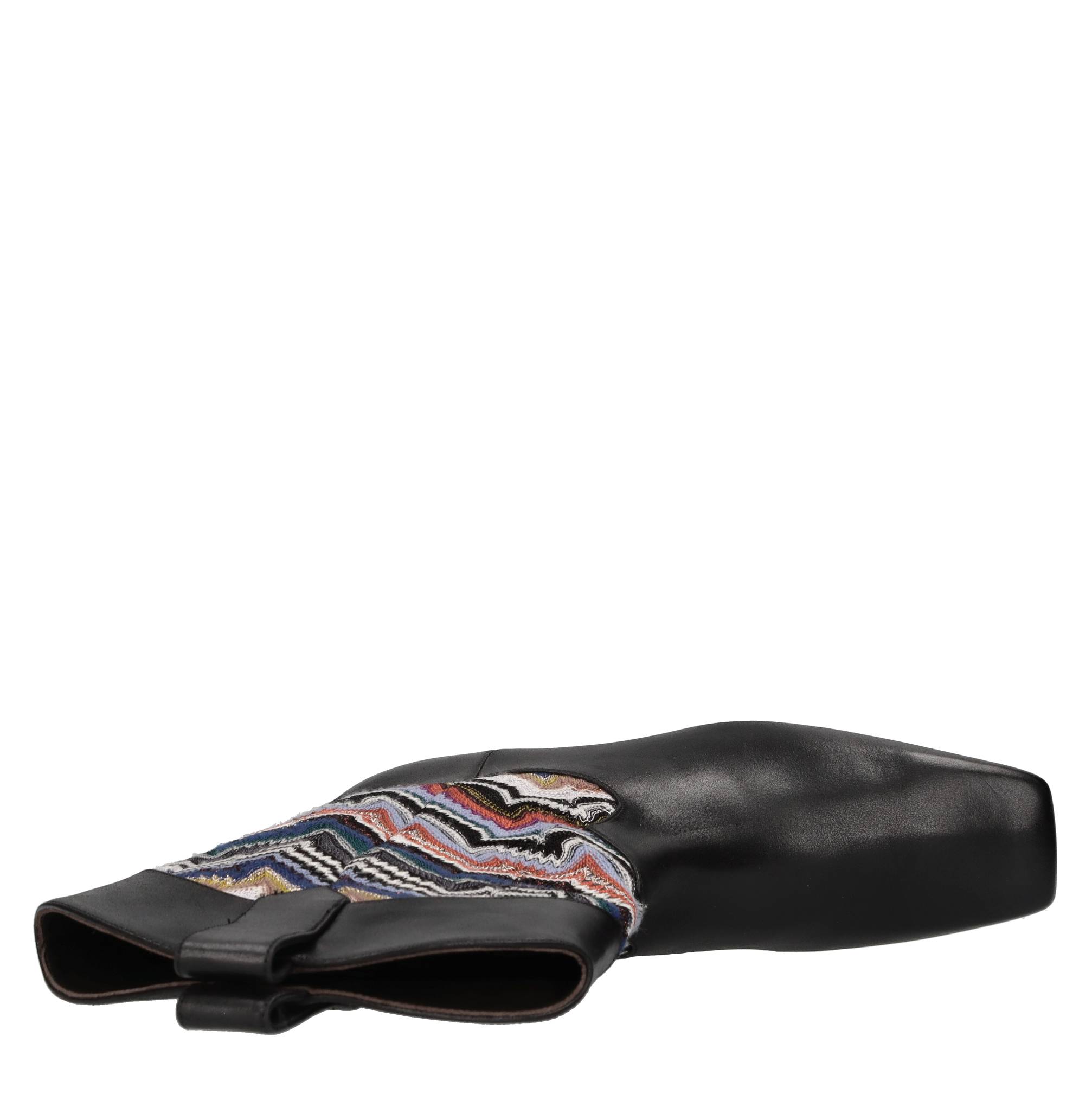 Stivaletti texani in pelle e tessuto zig zag 