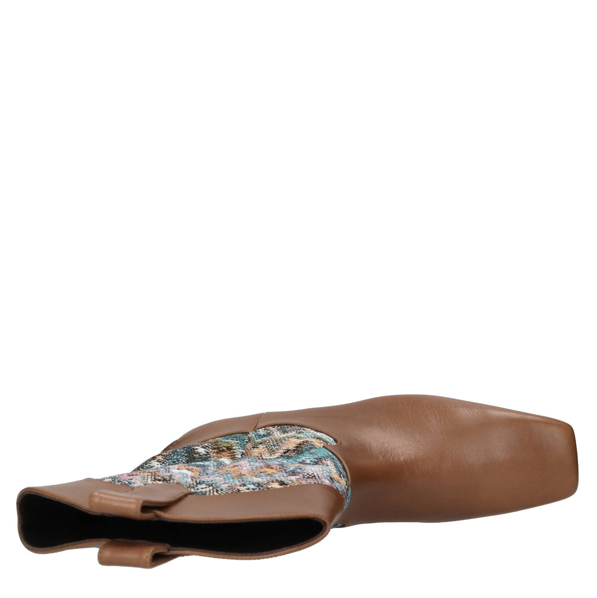 Stivaletti texani in pelle e tessuto zig zag 