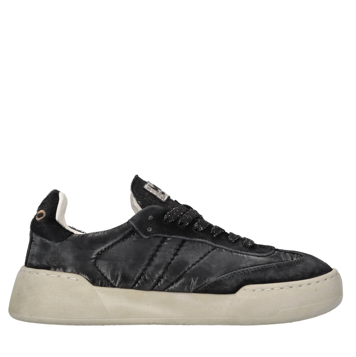 Sneakers in camoscio, tessuto e cavallino 