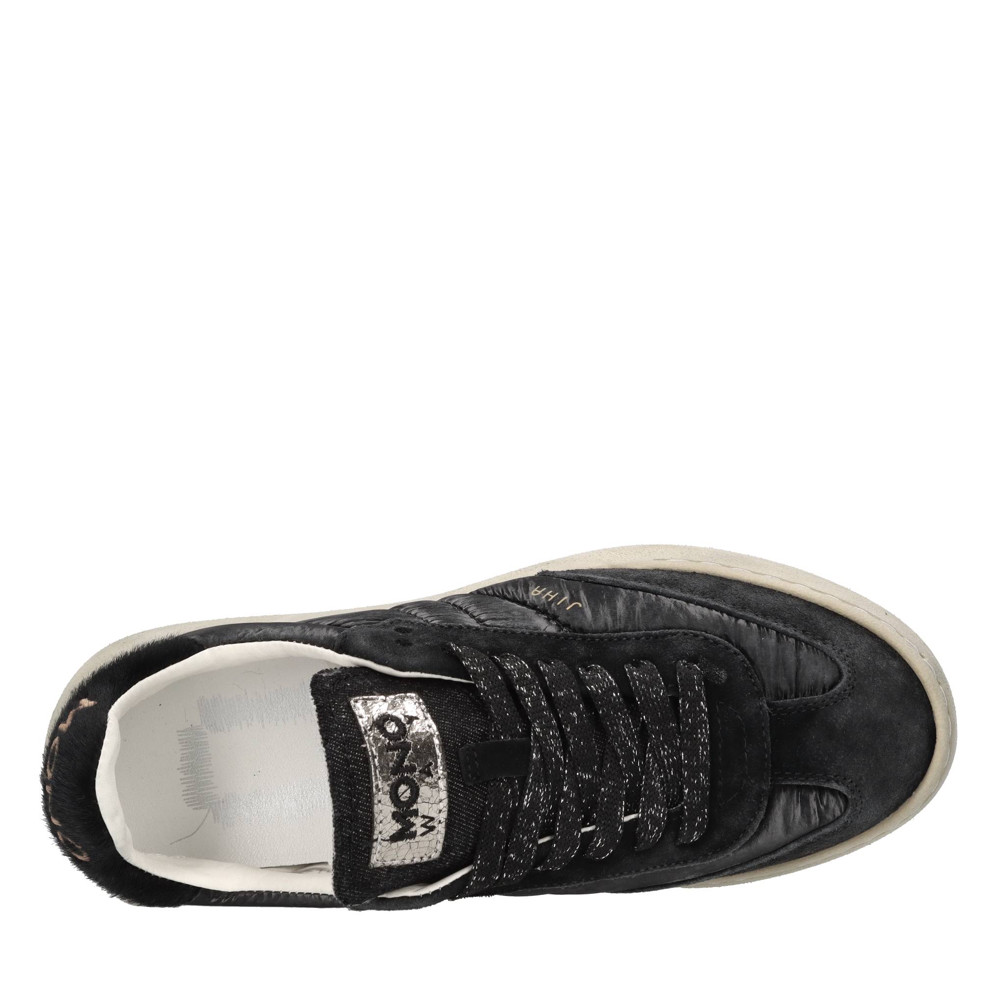 Sneakers in camoscio, tessuto e cavallino 