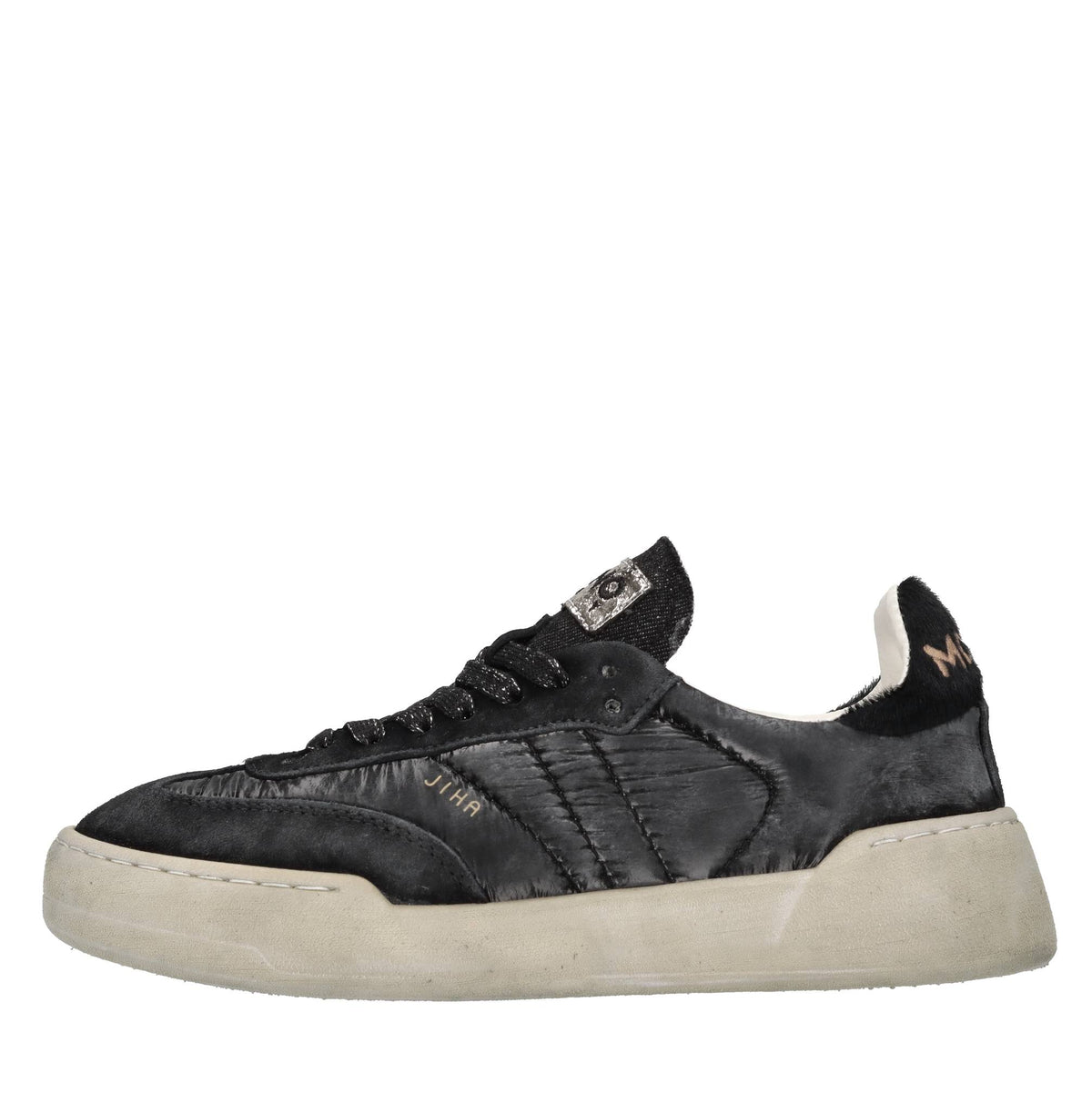 Sneakers in camoscio, tessuto e cavallino 