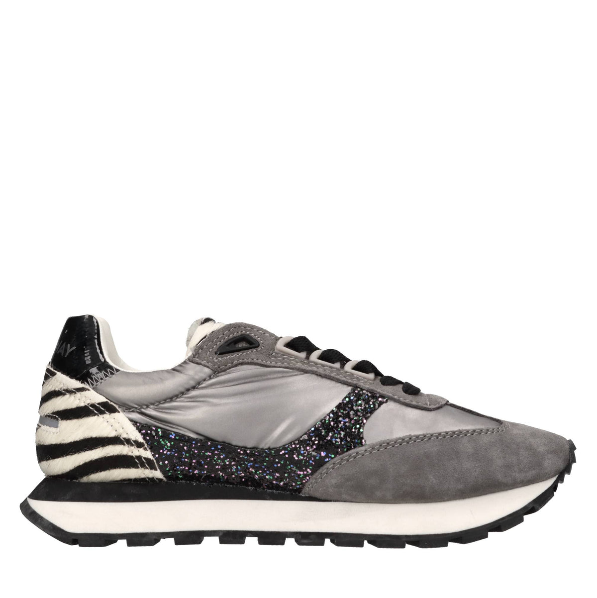 Sneakers in camoscio, tessuto e cavallino 