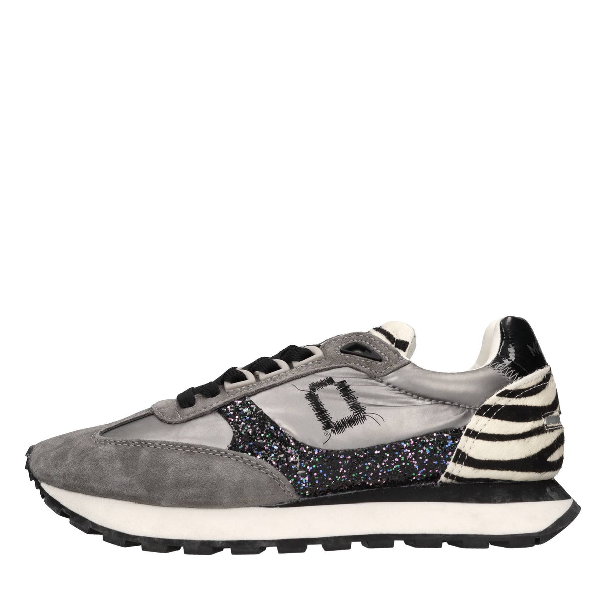 Sneakers in camoscio, tessuto e cavallino 