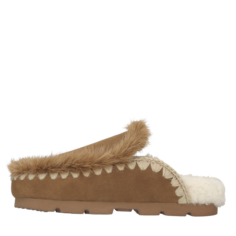 Sabot in camoscio e pelliccia 