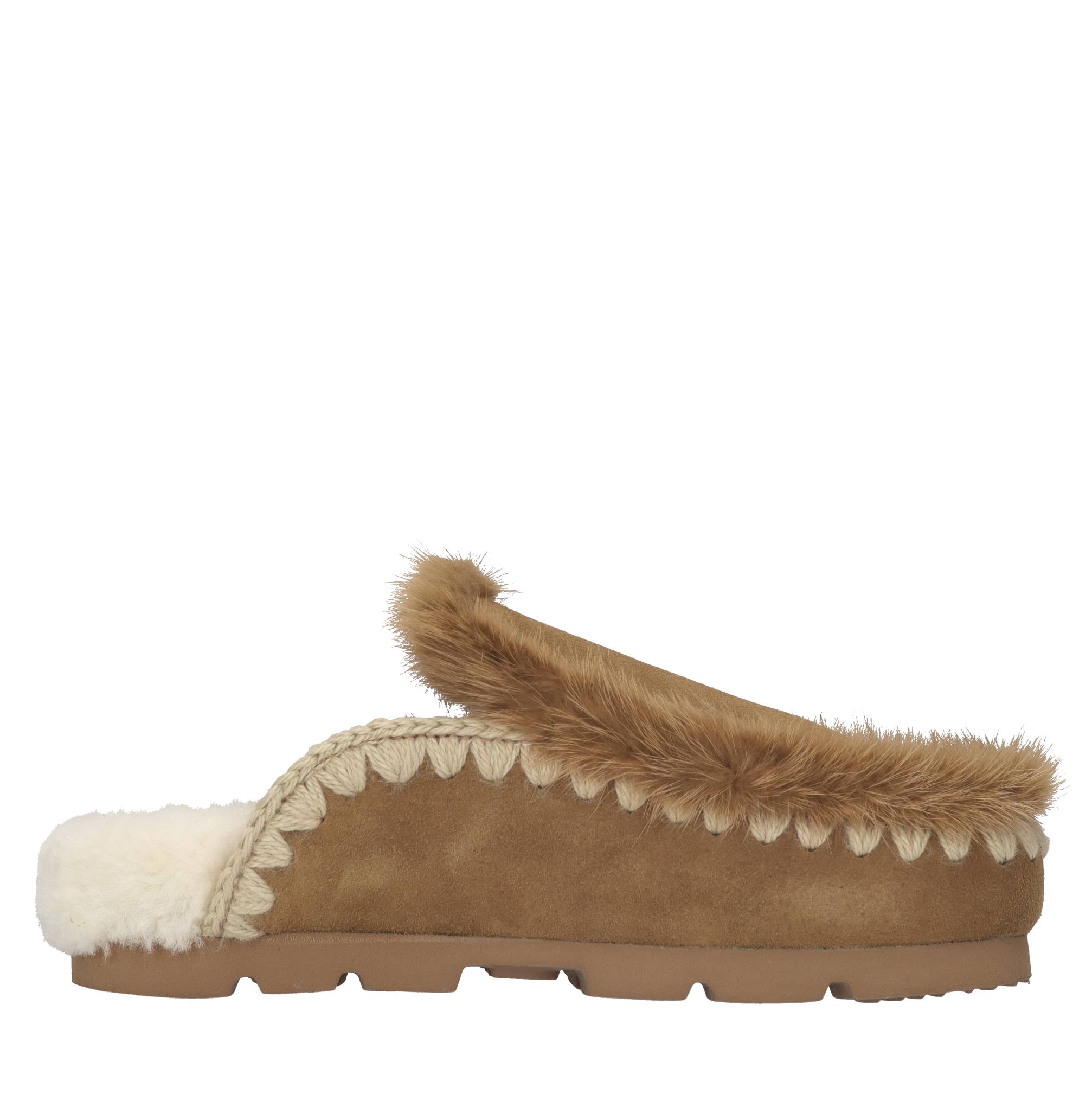 Sabot in camoscio e pelliccia 