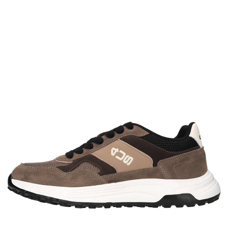Sneakers in camoscio e tessuto 