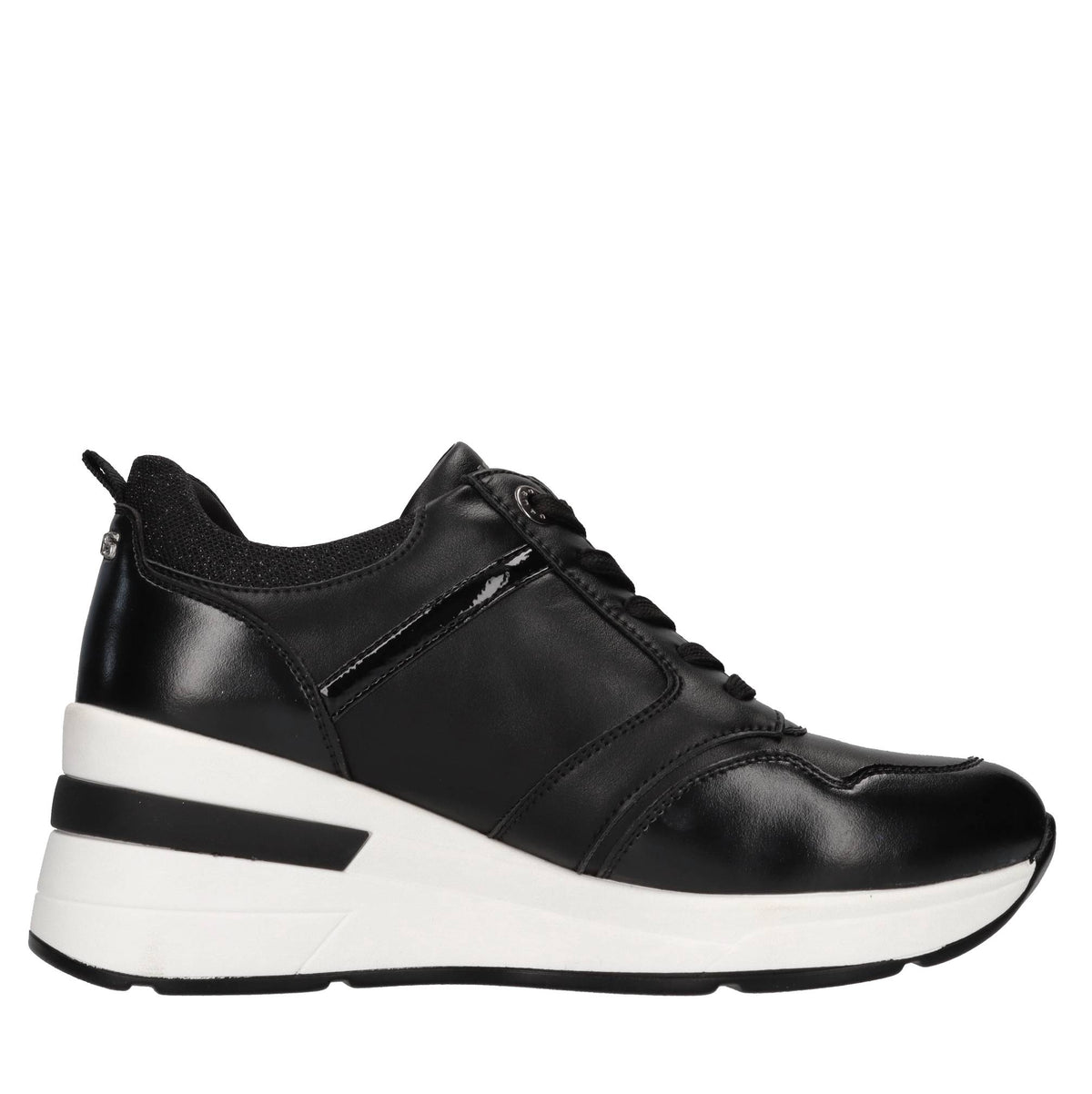 Sneakers in ecopelle e tessuto con strass 