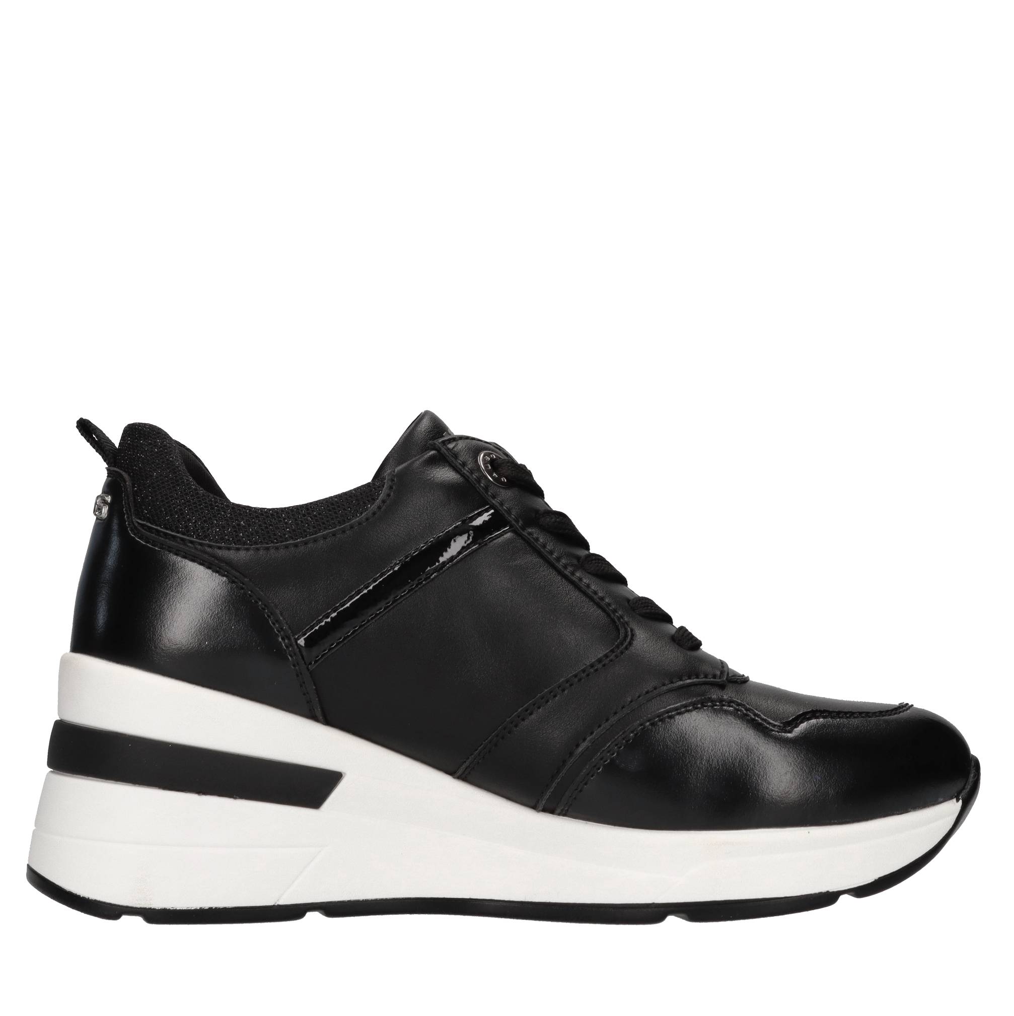 Sneakers in ecopelle e tessuto con strass 