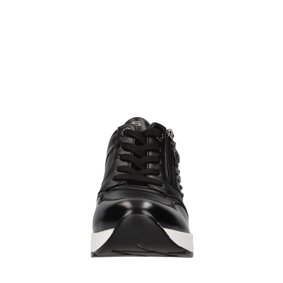 Sneakers in ecopelle e tessuto con strass 