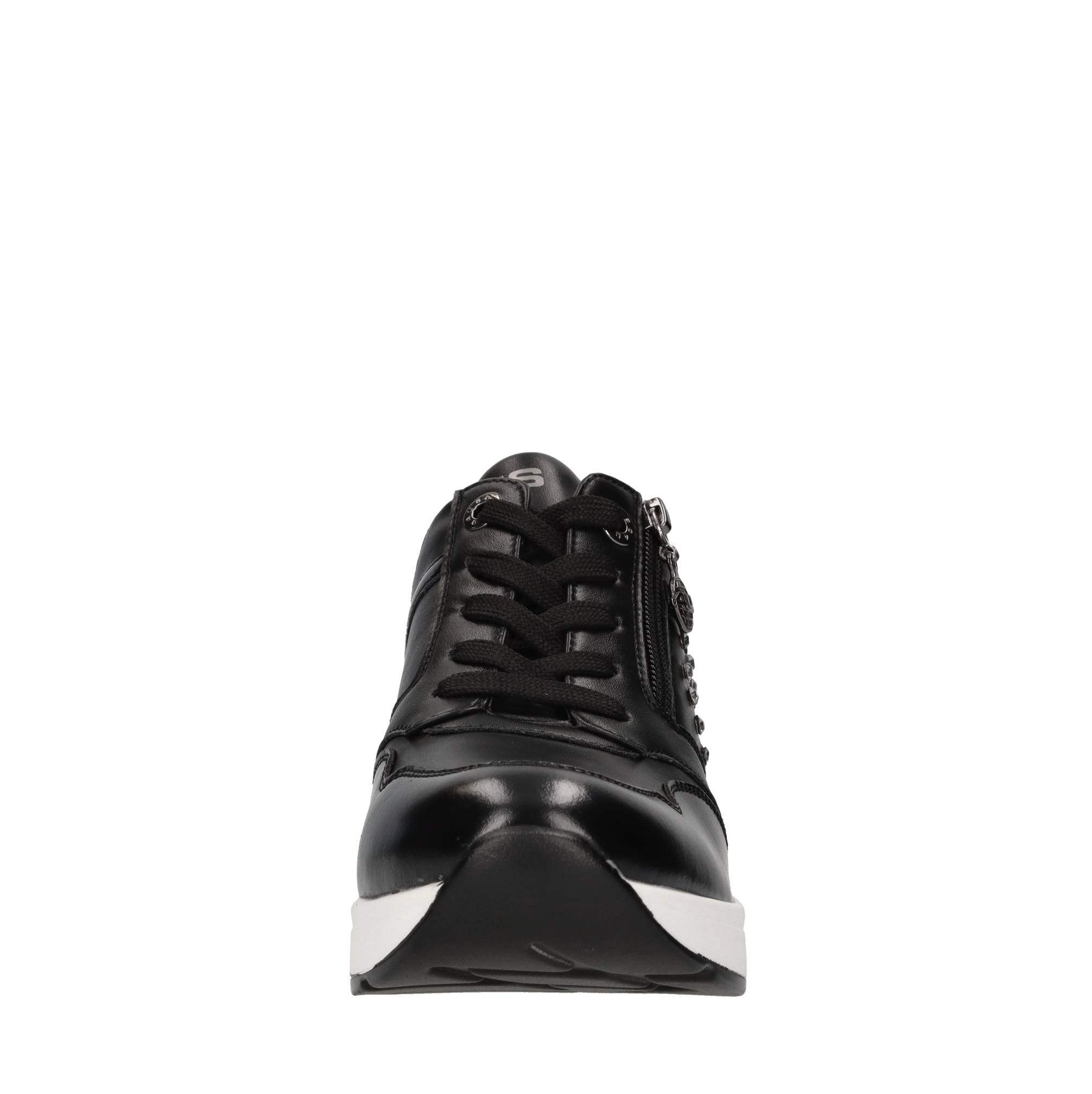 Sneakers in ecopelle e tessuto con strass 
