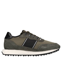 Sneakers in pelle, camoscio e tessuto 
