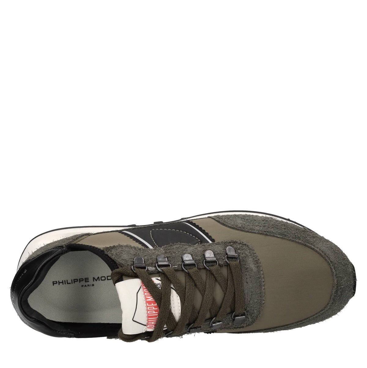 Sneakers in pelle, camoscio e tessuto 