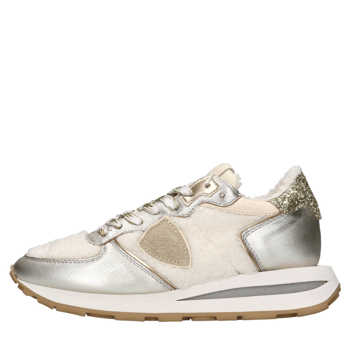 Sneakers in pelle ed ecopelliccia 