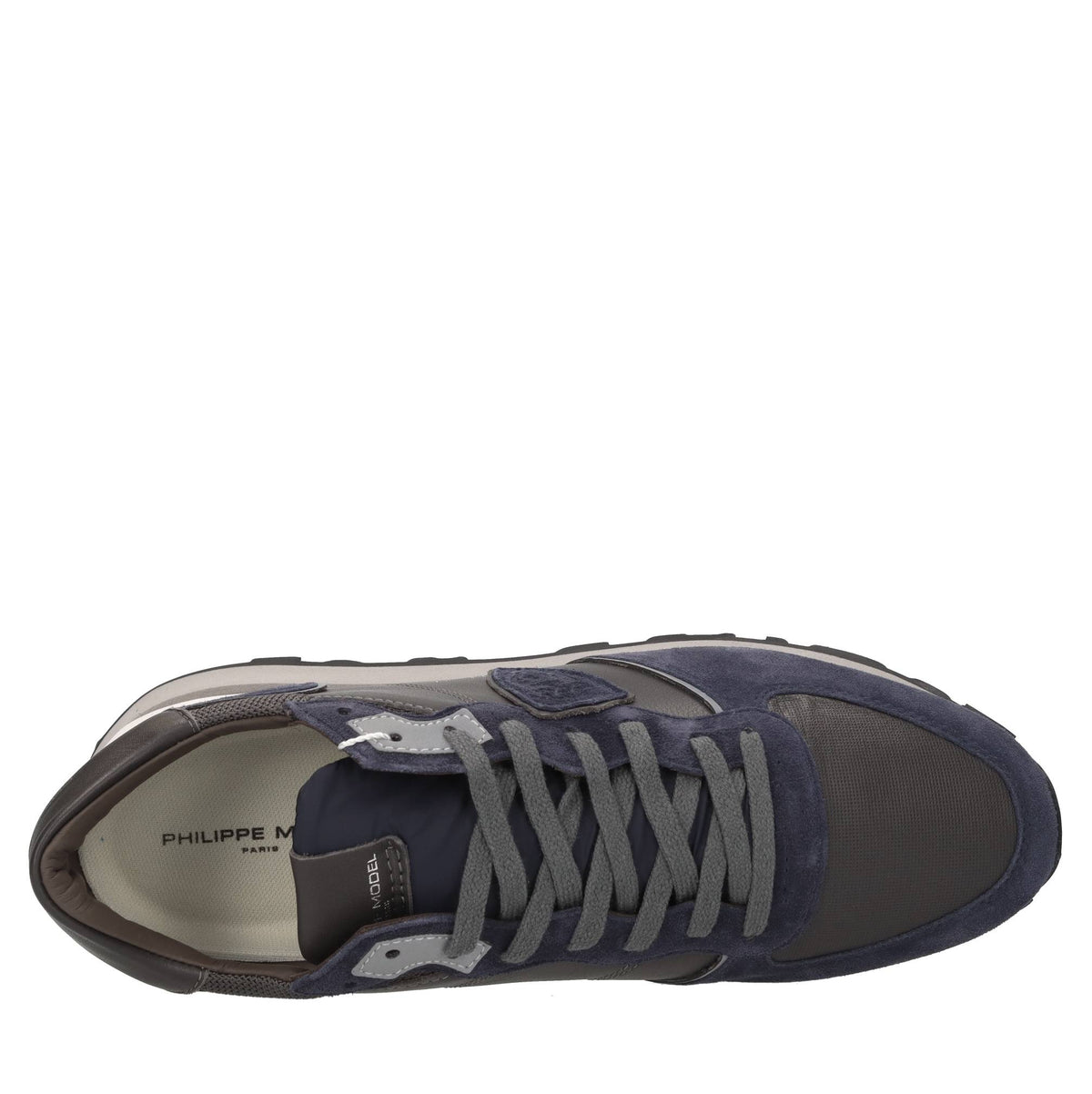Sneakers in pelle, camoscio e tessuto 