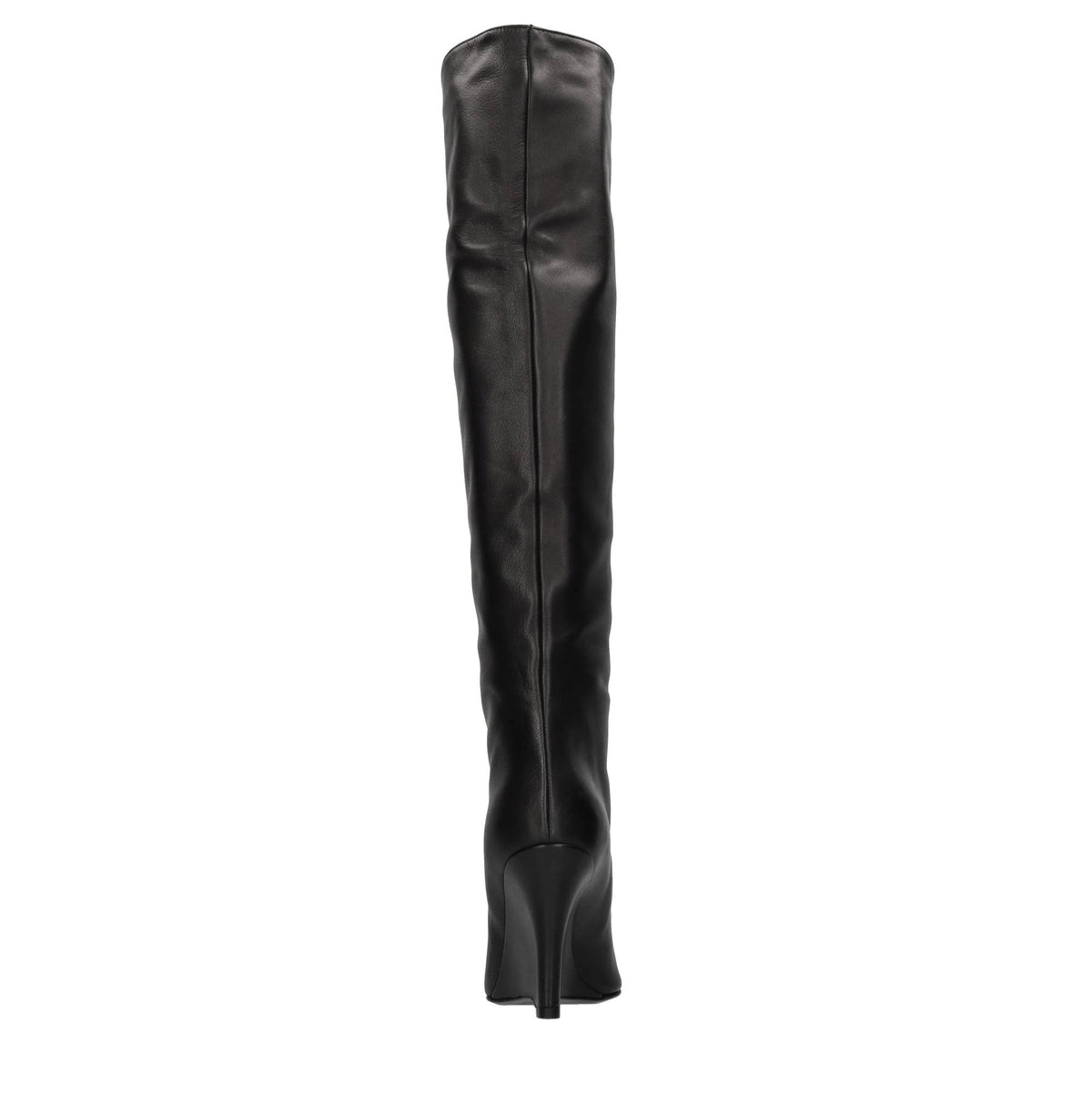 Stivali cuissard in pelle con zeppa 