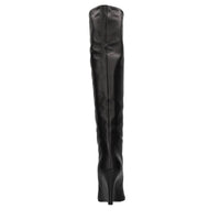 Stivali cuissard in pelle con zeppa 