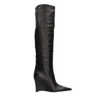 Stivali cuissard in pelle con zeppa 