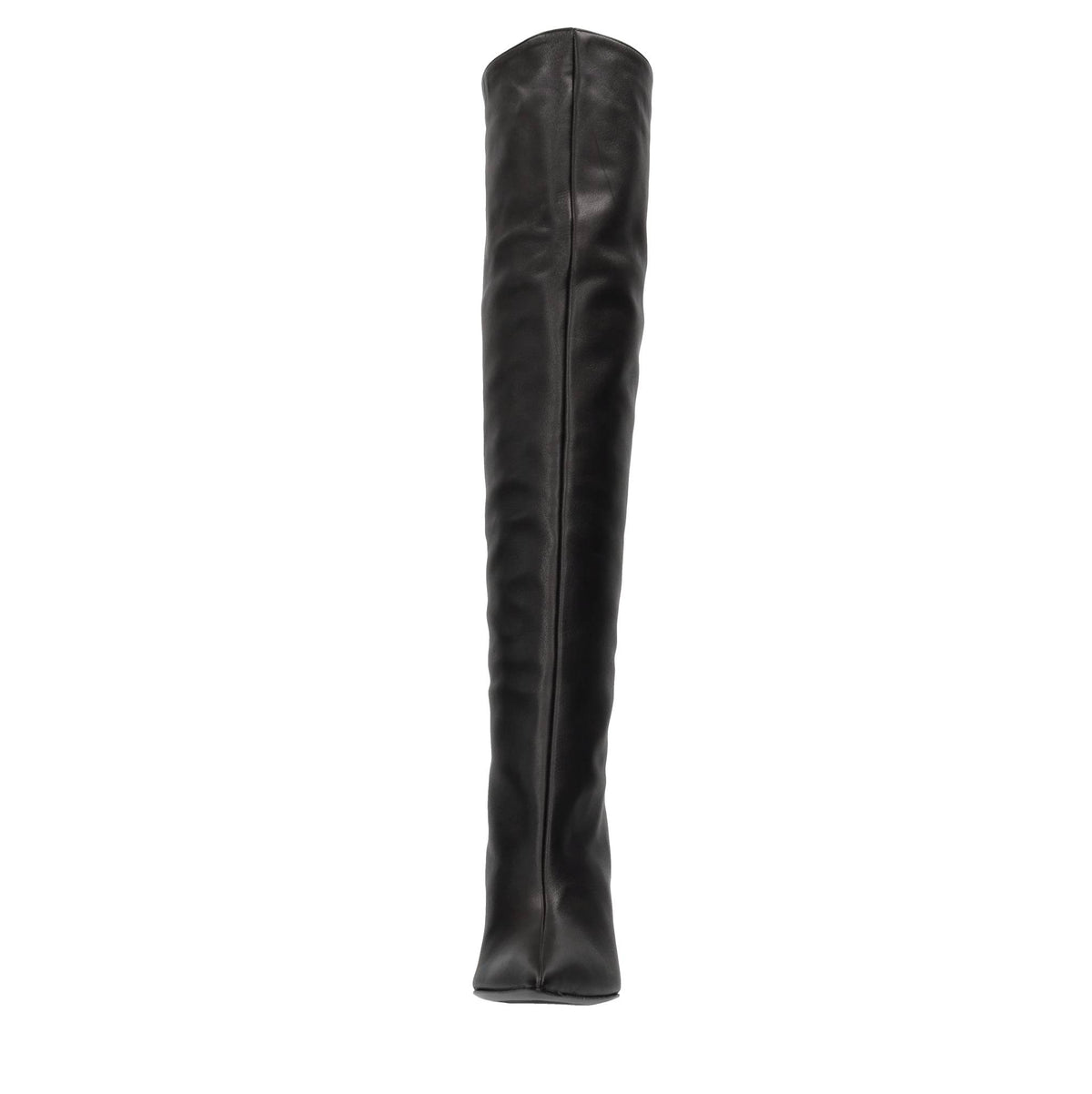 Stivali cuissard in pelle con zeppa 