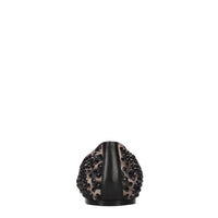 Ballerine in pelle e tessuto con strass 