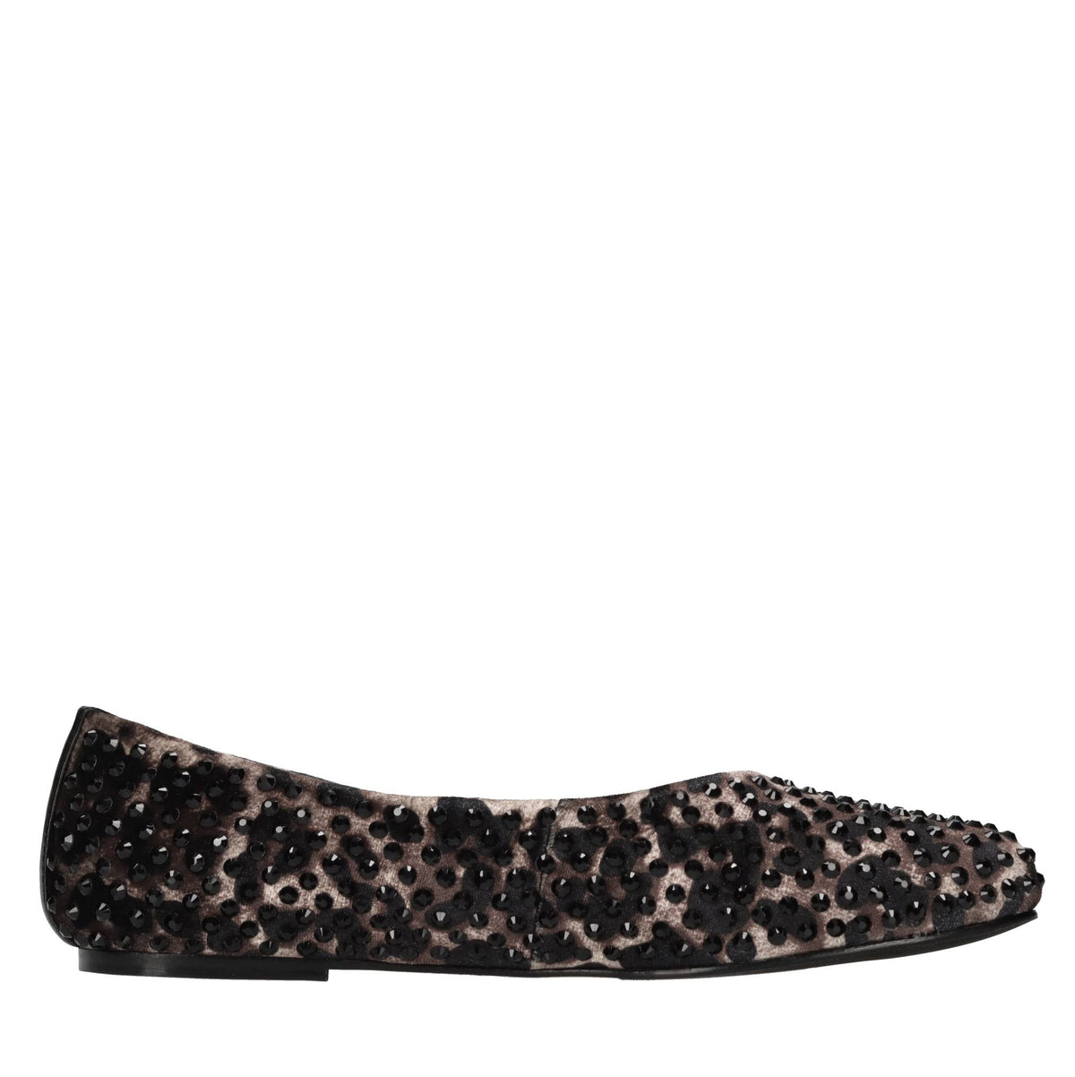 Ballerine in pelle e tessuto con strass 