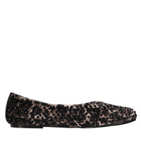 Ballerine in pelle e tessuto con strass 