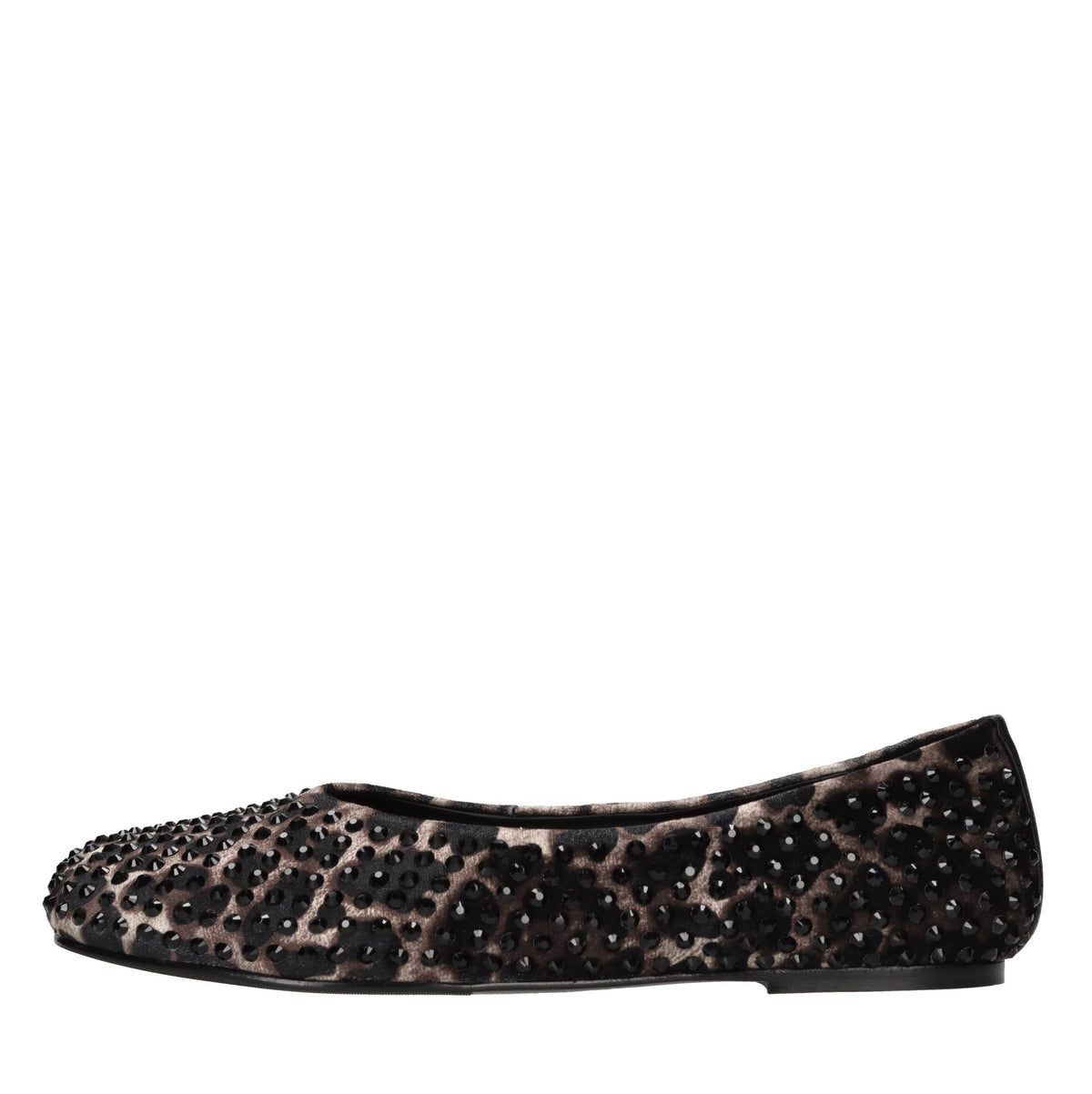 Ballerine in pelle e tessuto con strass 