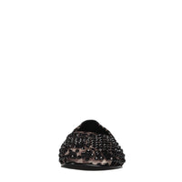 Ballerine in pelle e tessuto con strass 