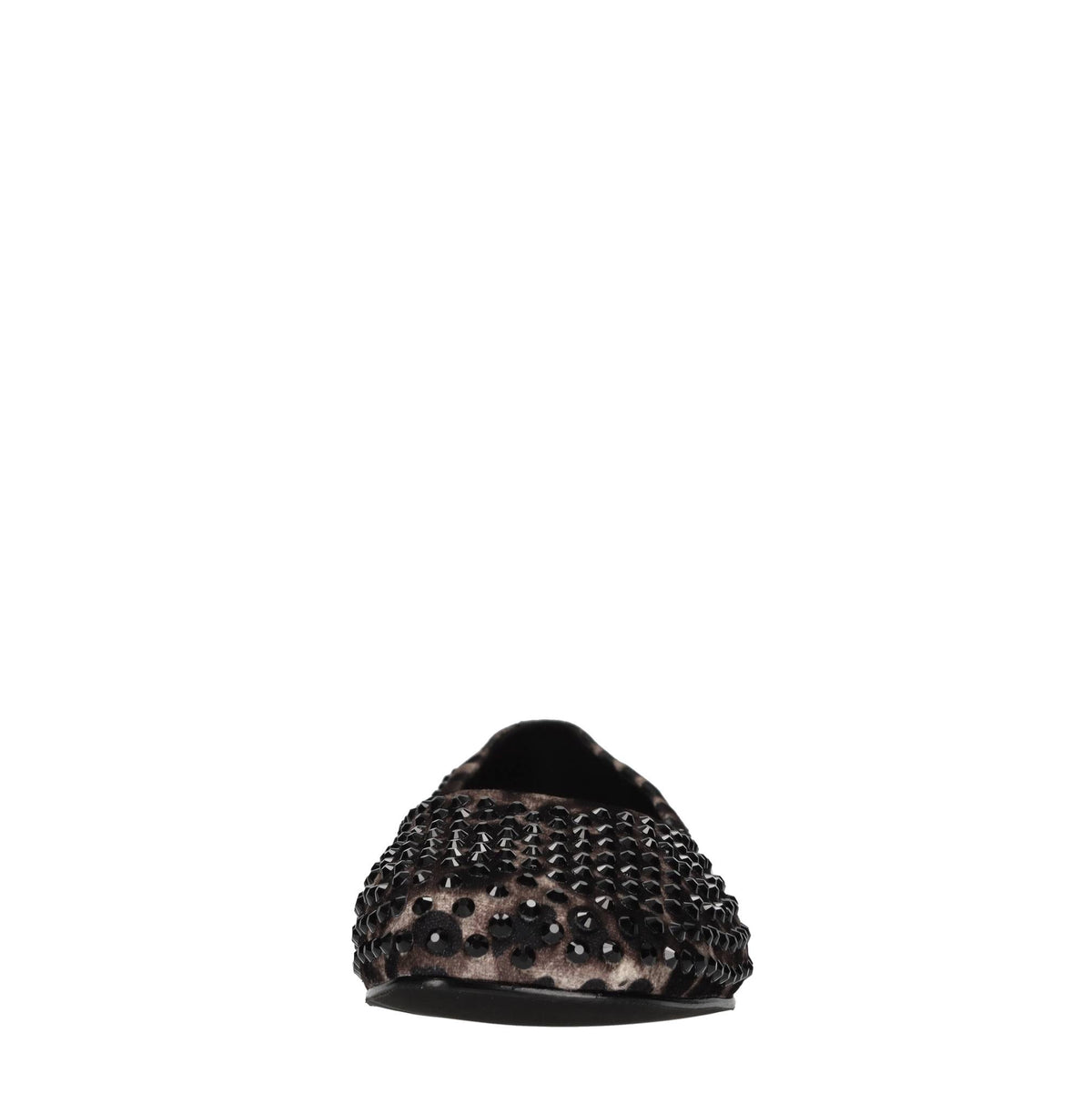 Ballerine in pelle e tessuto con strass 