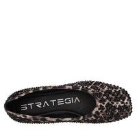 Ballerine in pelle e tessuto con strass 